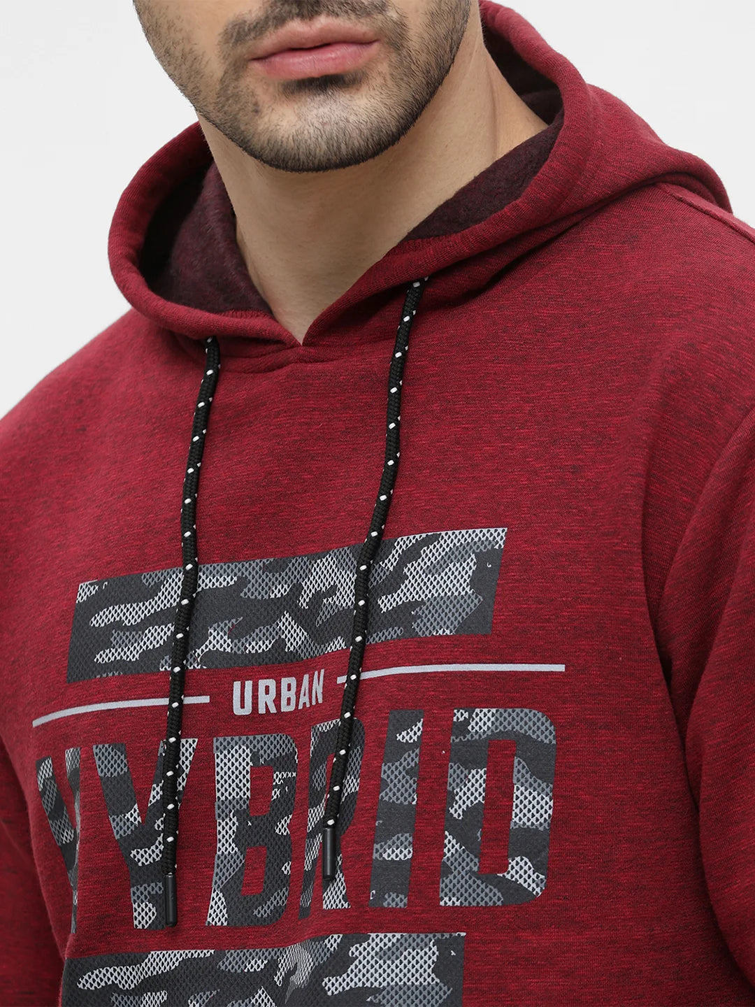 Red Mixture Printed Hooded Sweatshirt