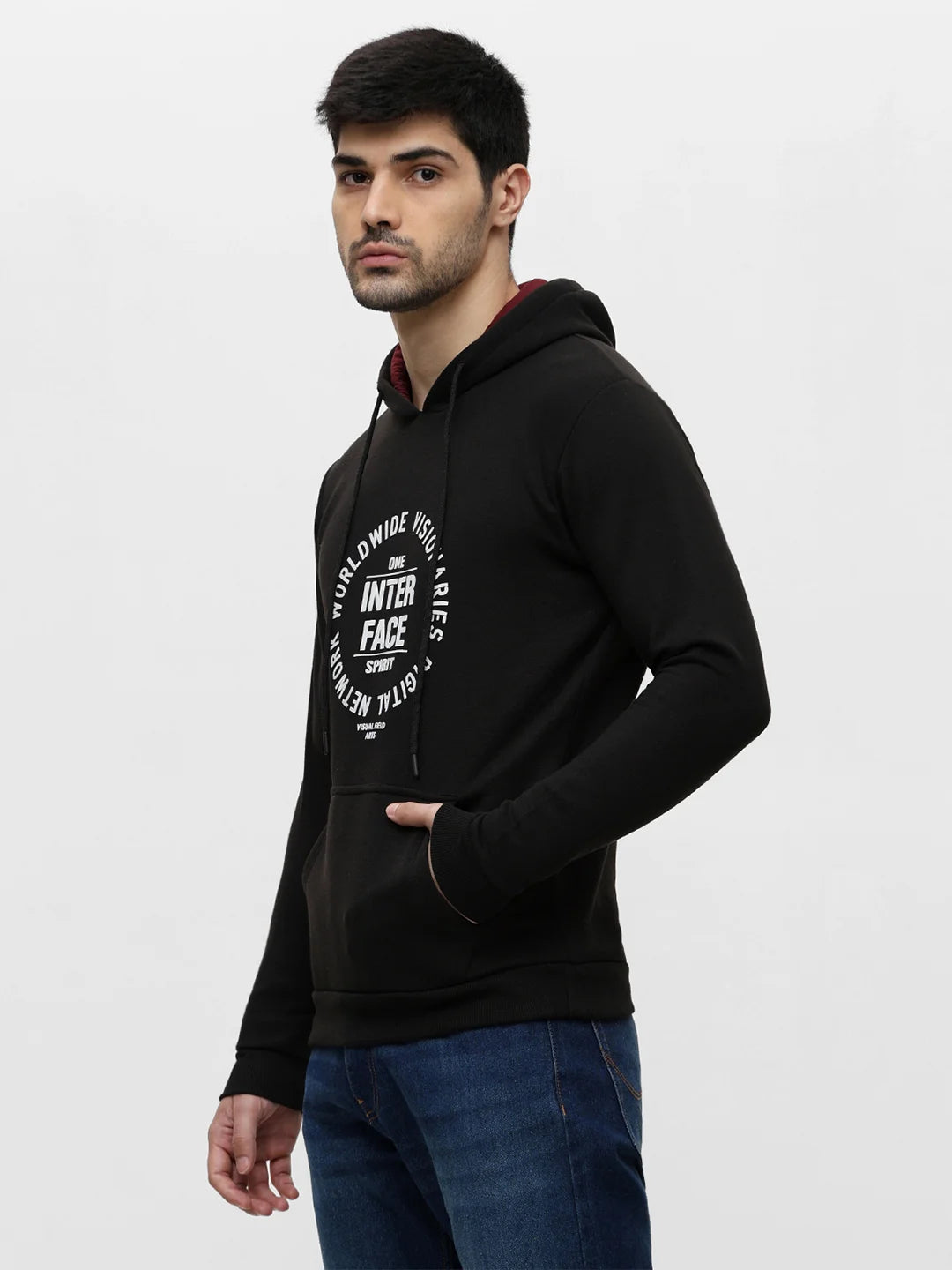 Black Printed Hooded Sweatshirt