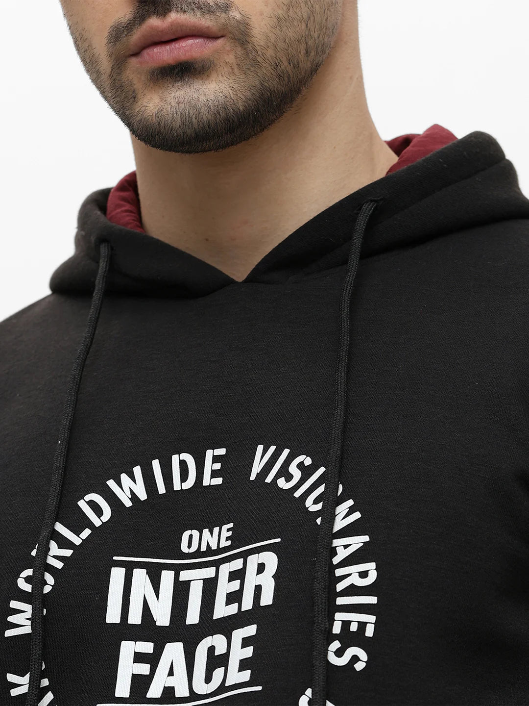 Black Printed Hooded Sweatshirt