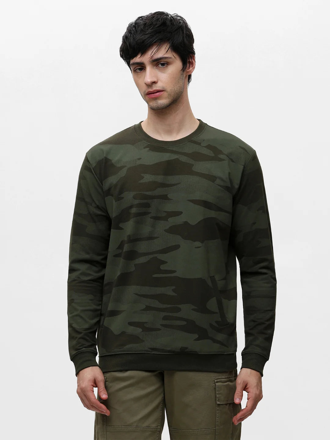 Olive Printed Sweatshirt