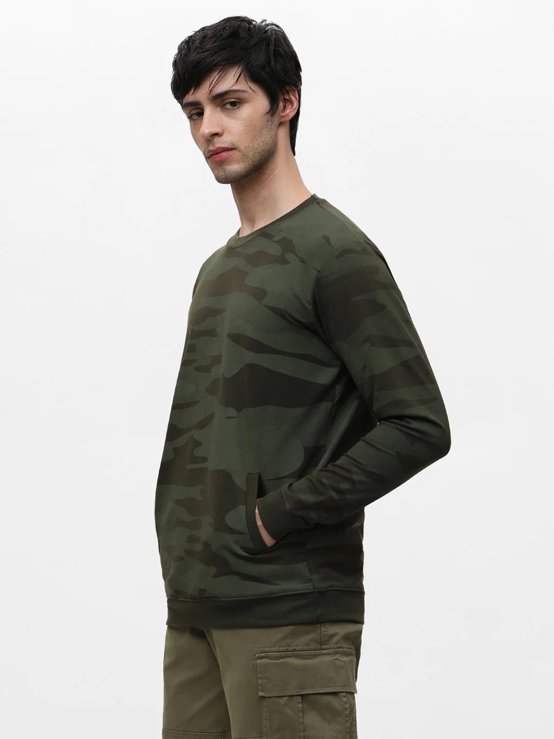 Olive Printed Sweatshirt