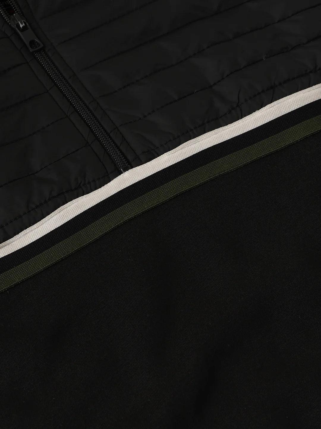 Black Zipper Solid Sweatshirt