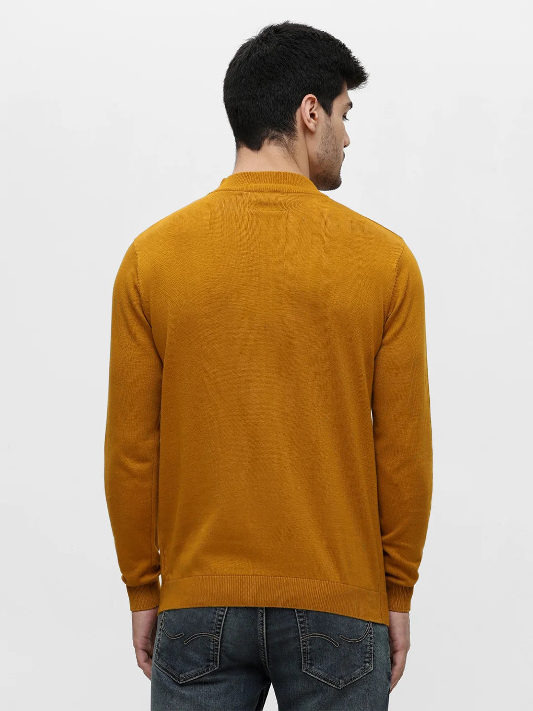 Mustard High Neck Jacquard Sweater