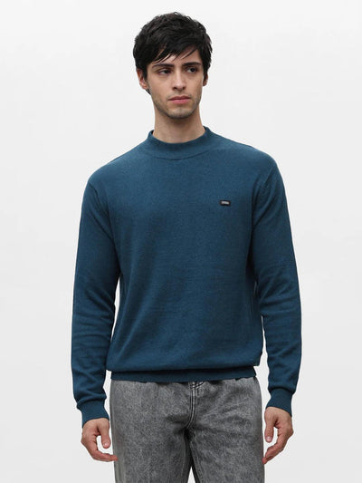 Turquoise Blue Jacquard Sweater
