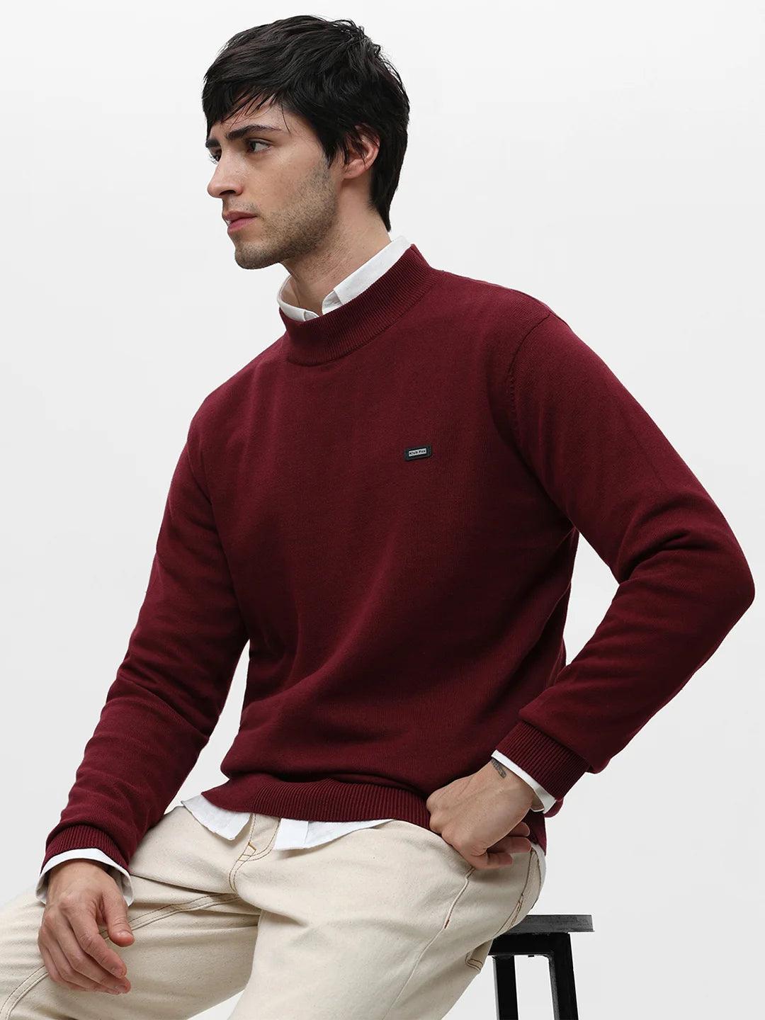 Wine Jacquard Sweater
