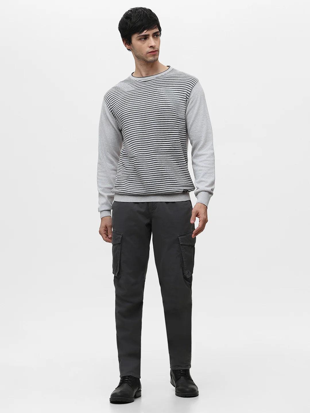 Grey Melange Jacquard Sweater