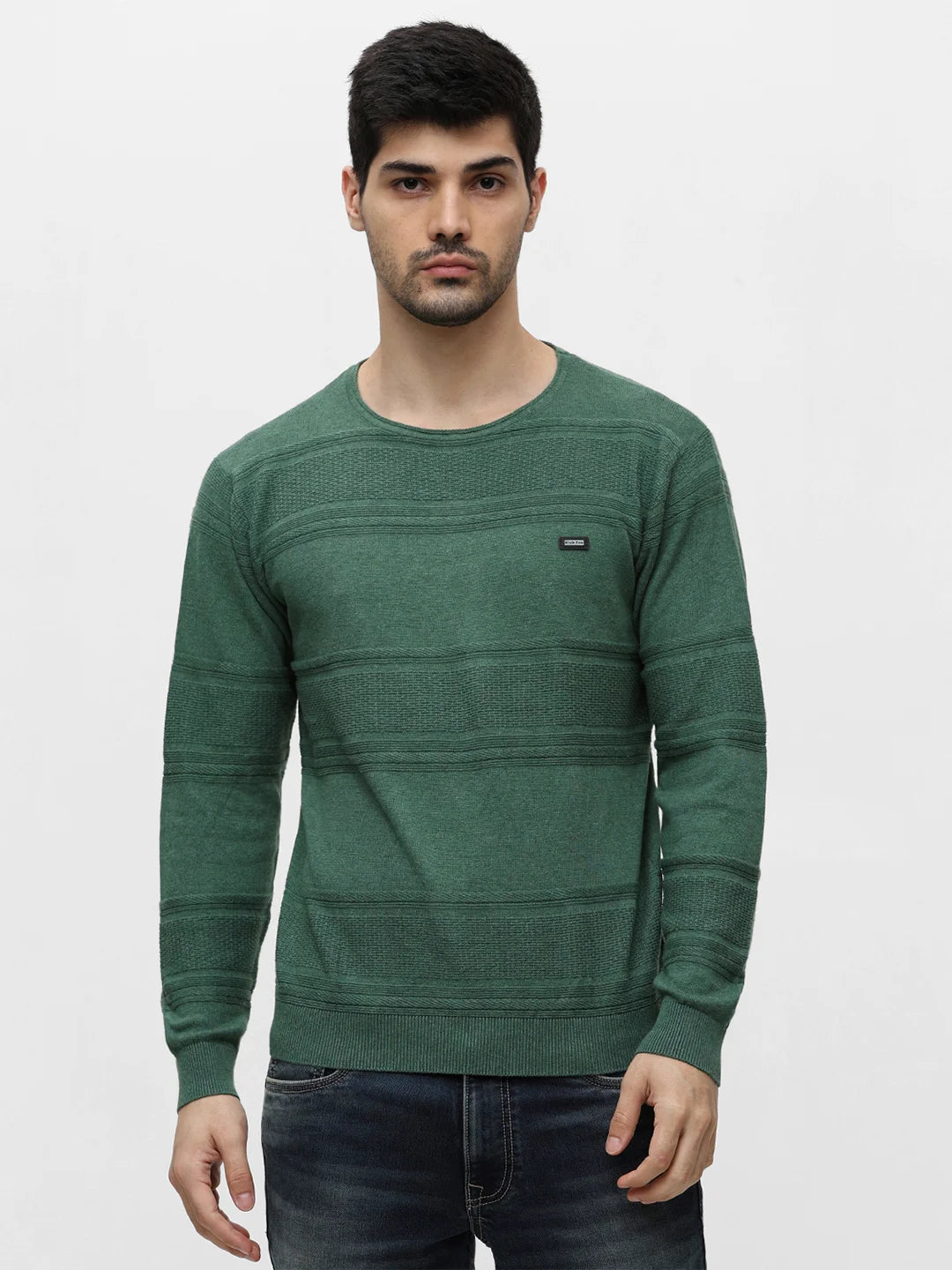 Green Melange Jacquard Sweater