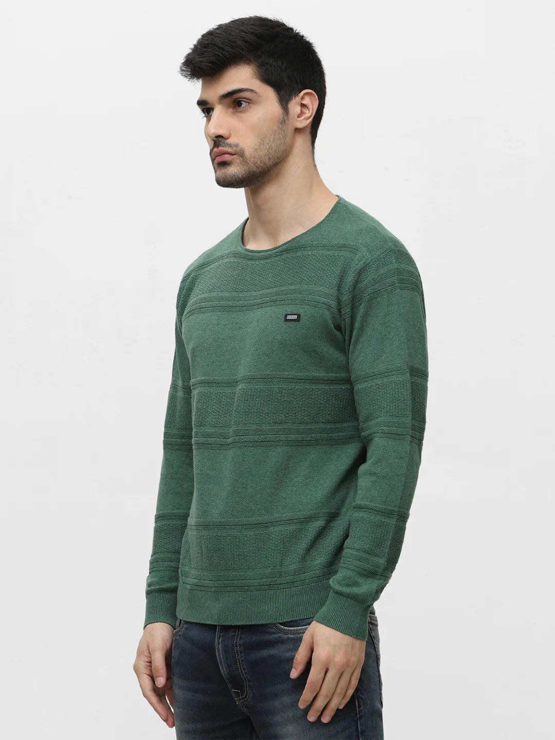 Green Melange Jacquard Sweater