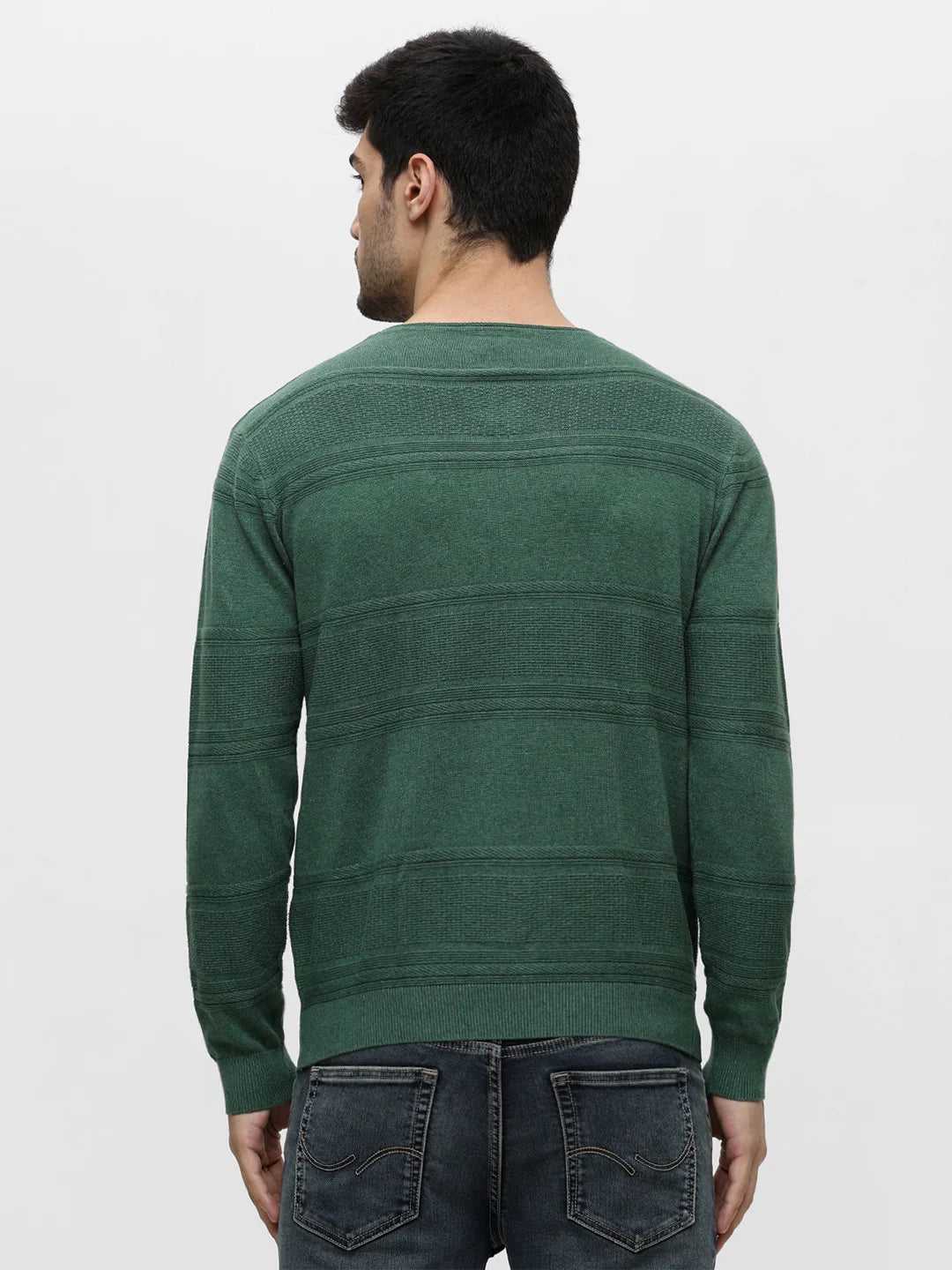 Green Melange Jacquard Sweater