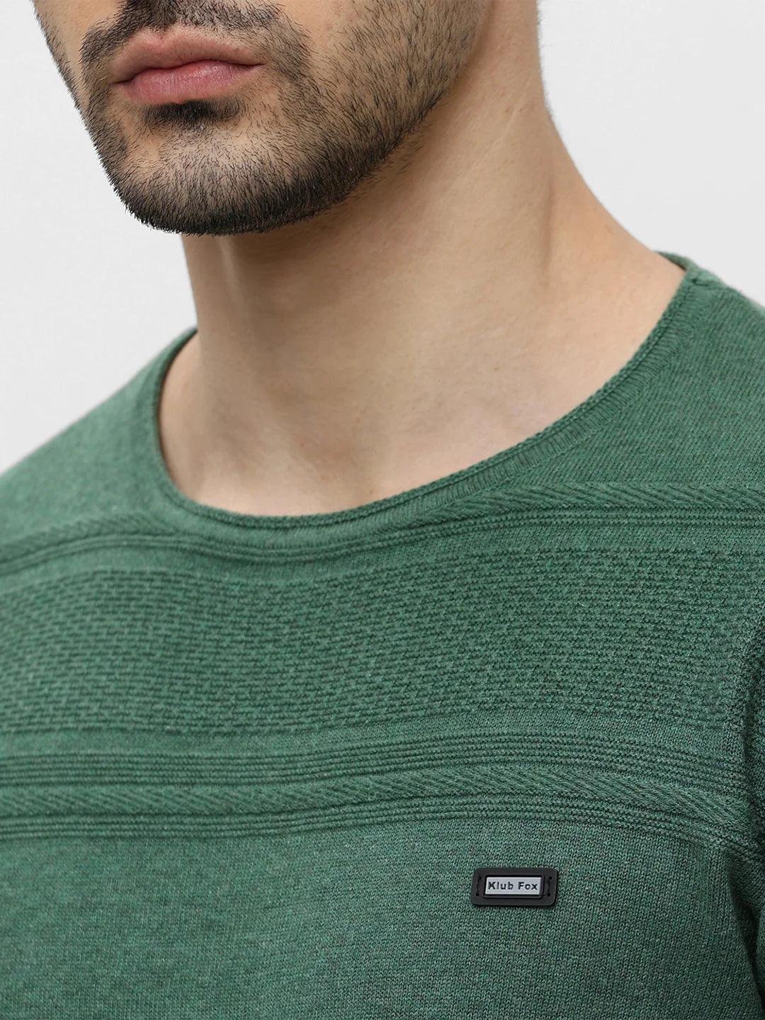 Green Melange Jacquard Sweater