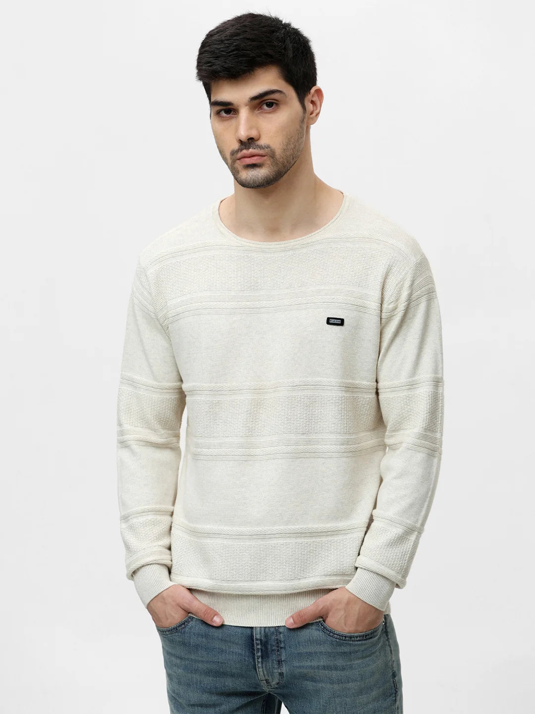 Khaki Melange Jacquard Sweater