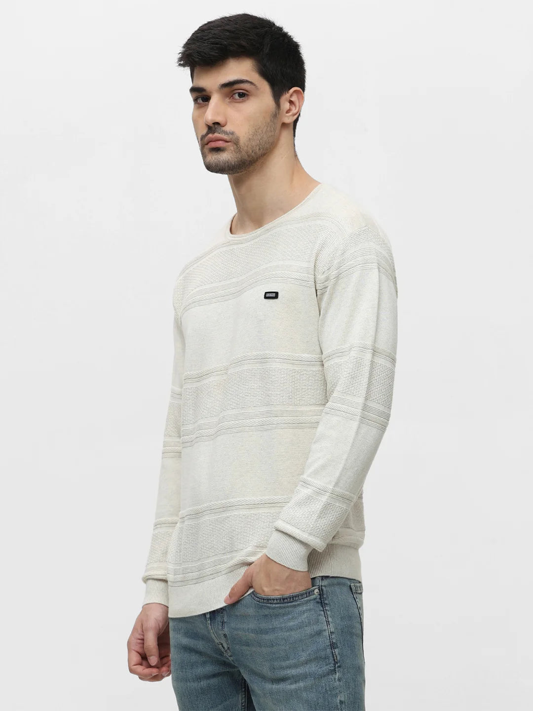 Khaki Melange Jacquard Sweater