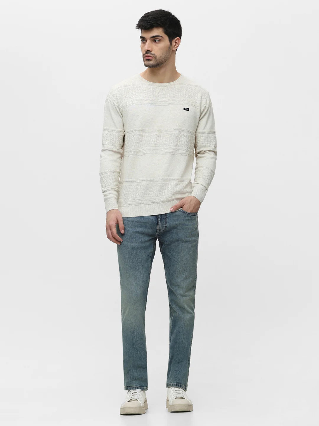 Khaki Melange Jacquard Sweater