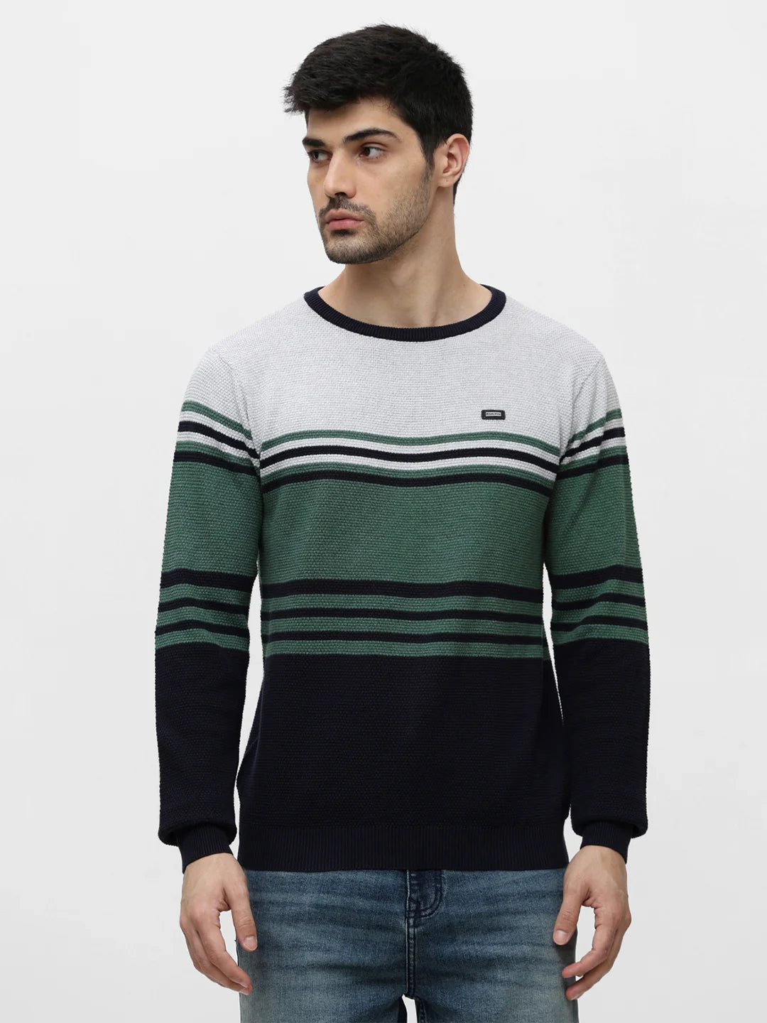 Green Melange Jacquard Sweater