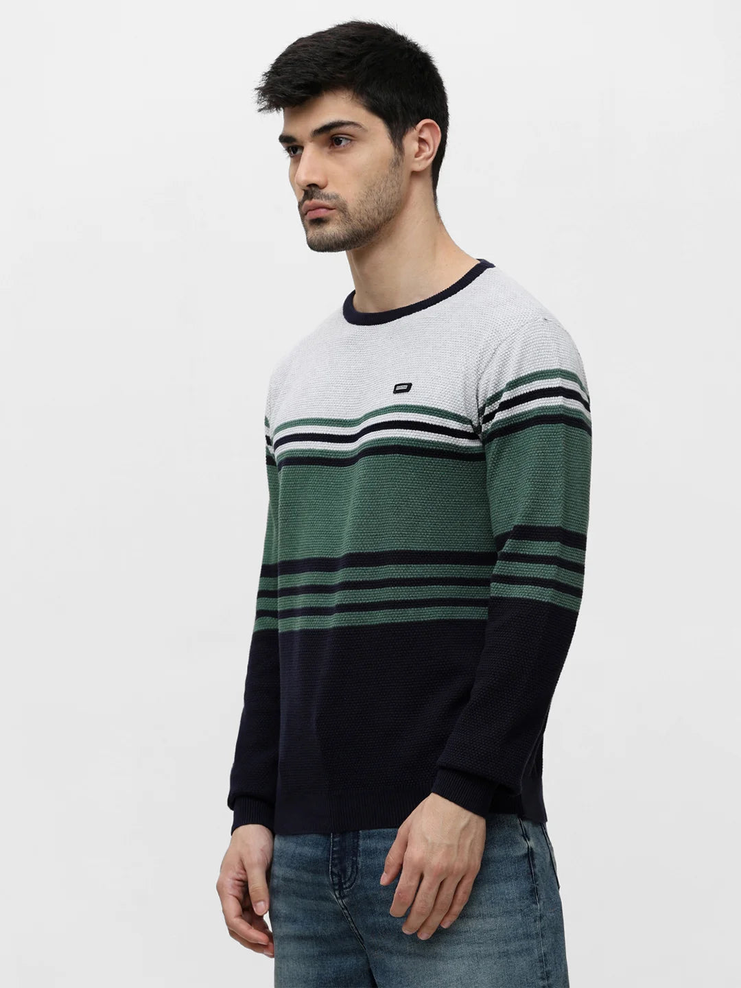 Green Melange Jacquard Sweater