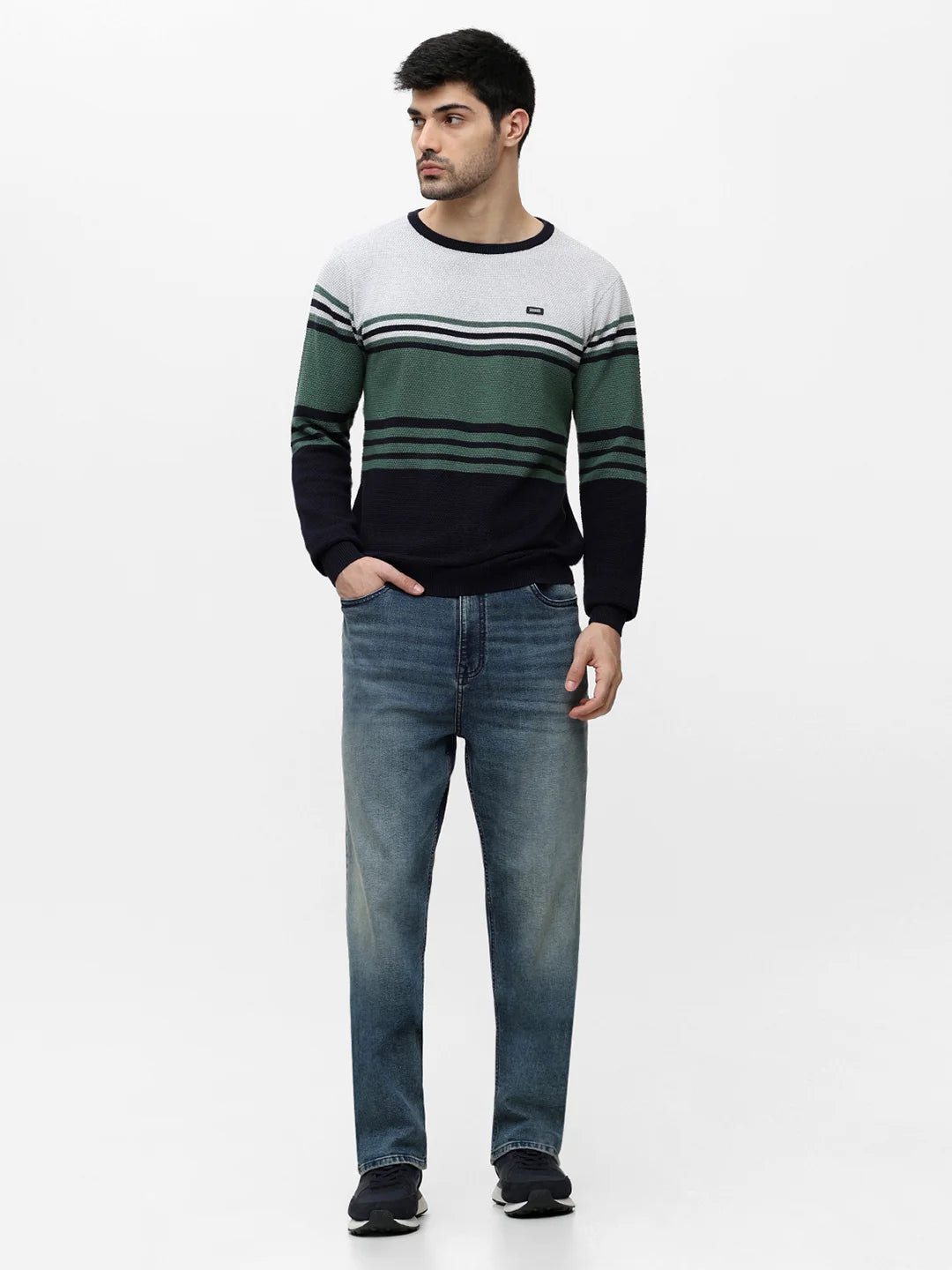 Green Melange Jacquard Sweater