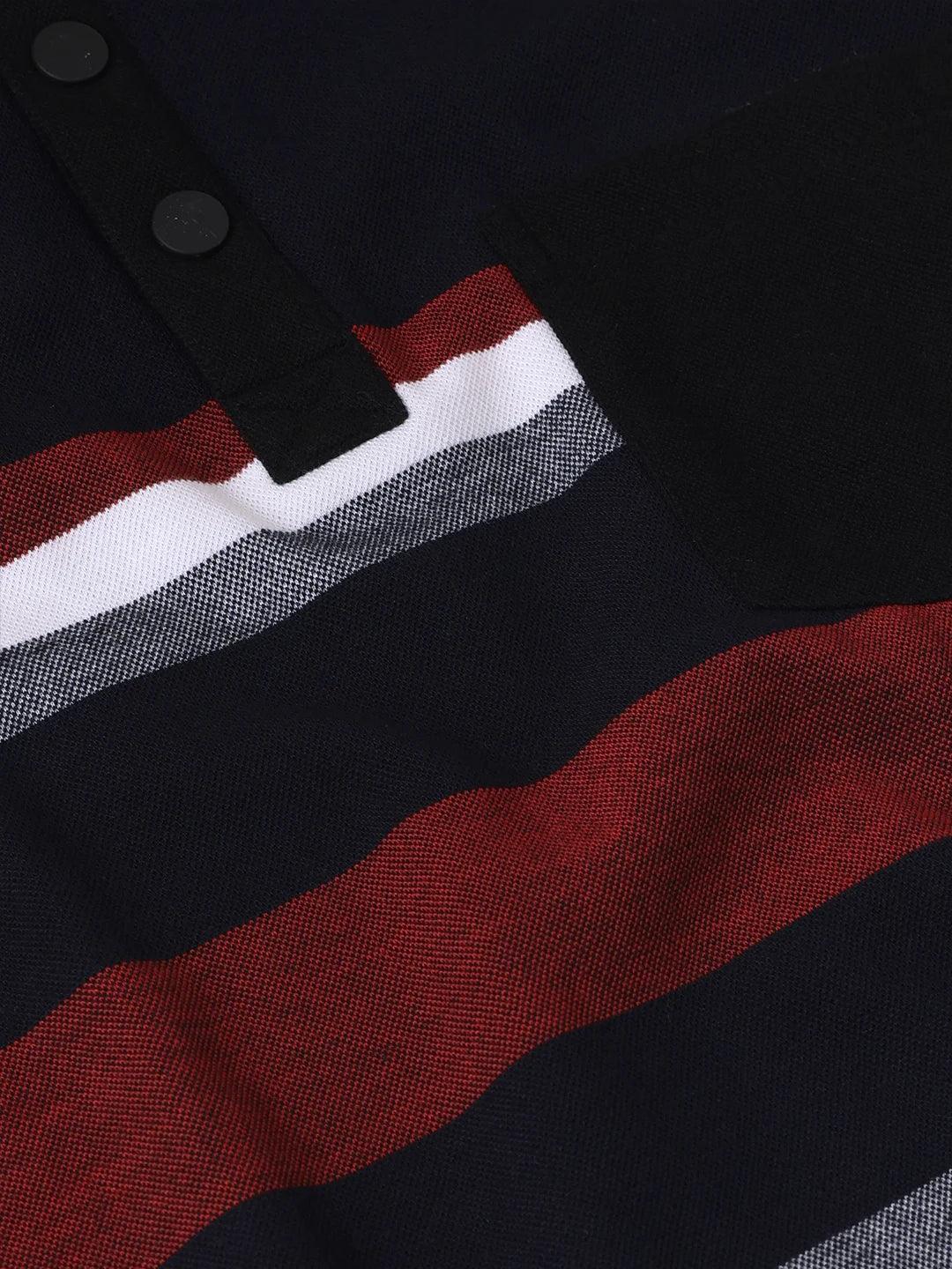 Navy High Neck Striped Sweatshirt