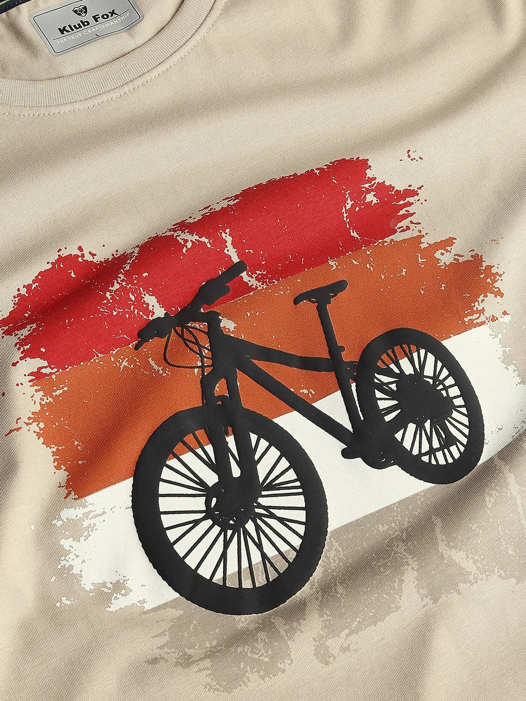 Beige Printed Round Neck T-Shirt