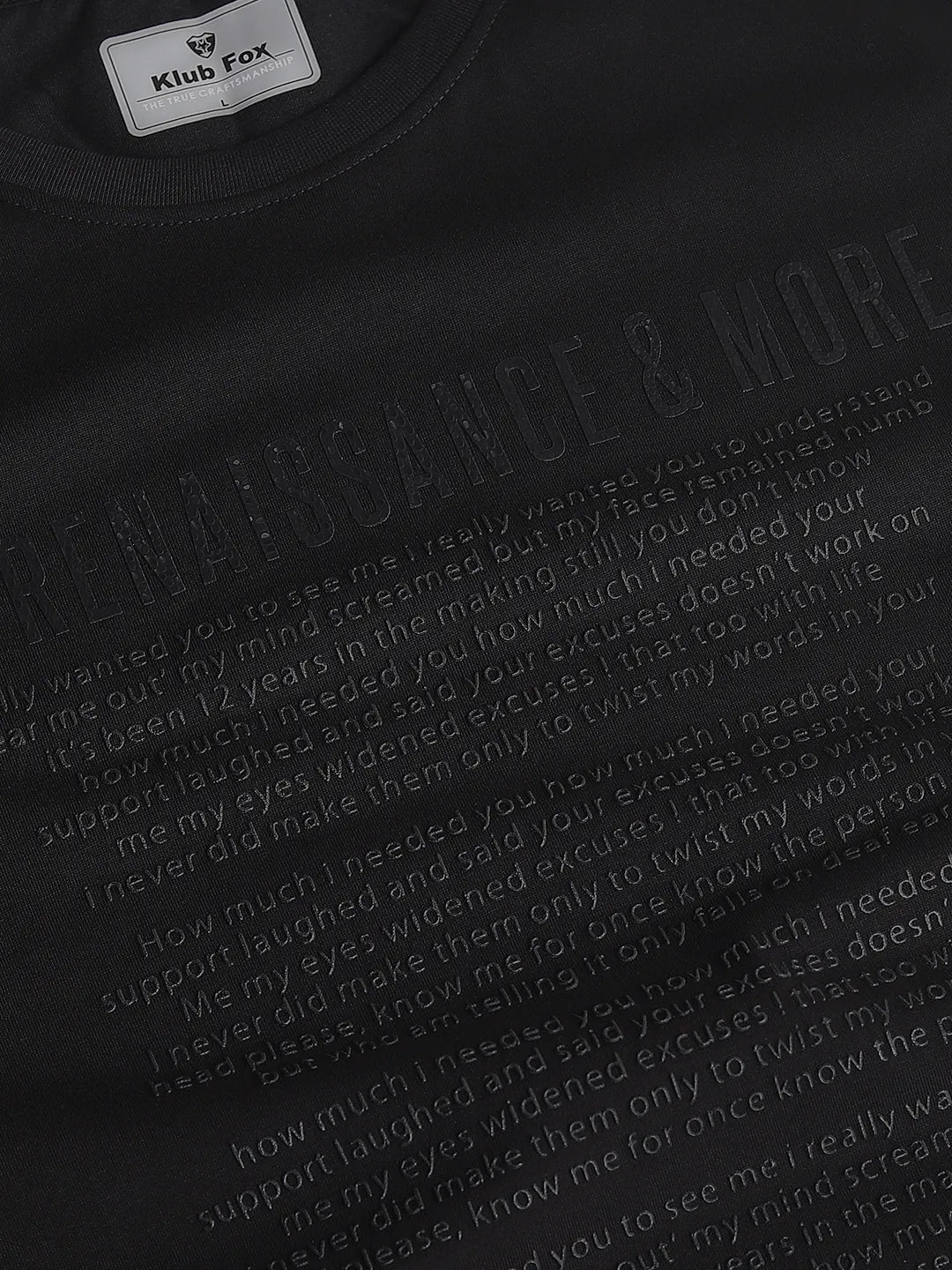 Black Printed Round Neck T-Shirt