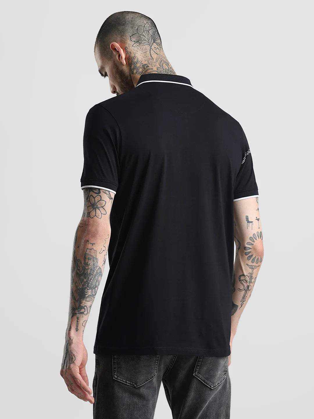 Black Printed Polo T-Shirt