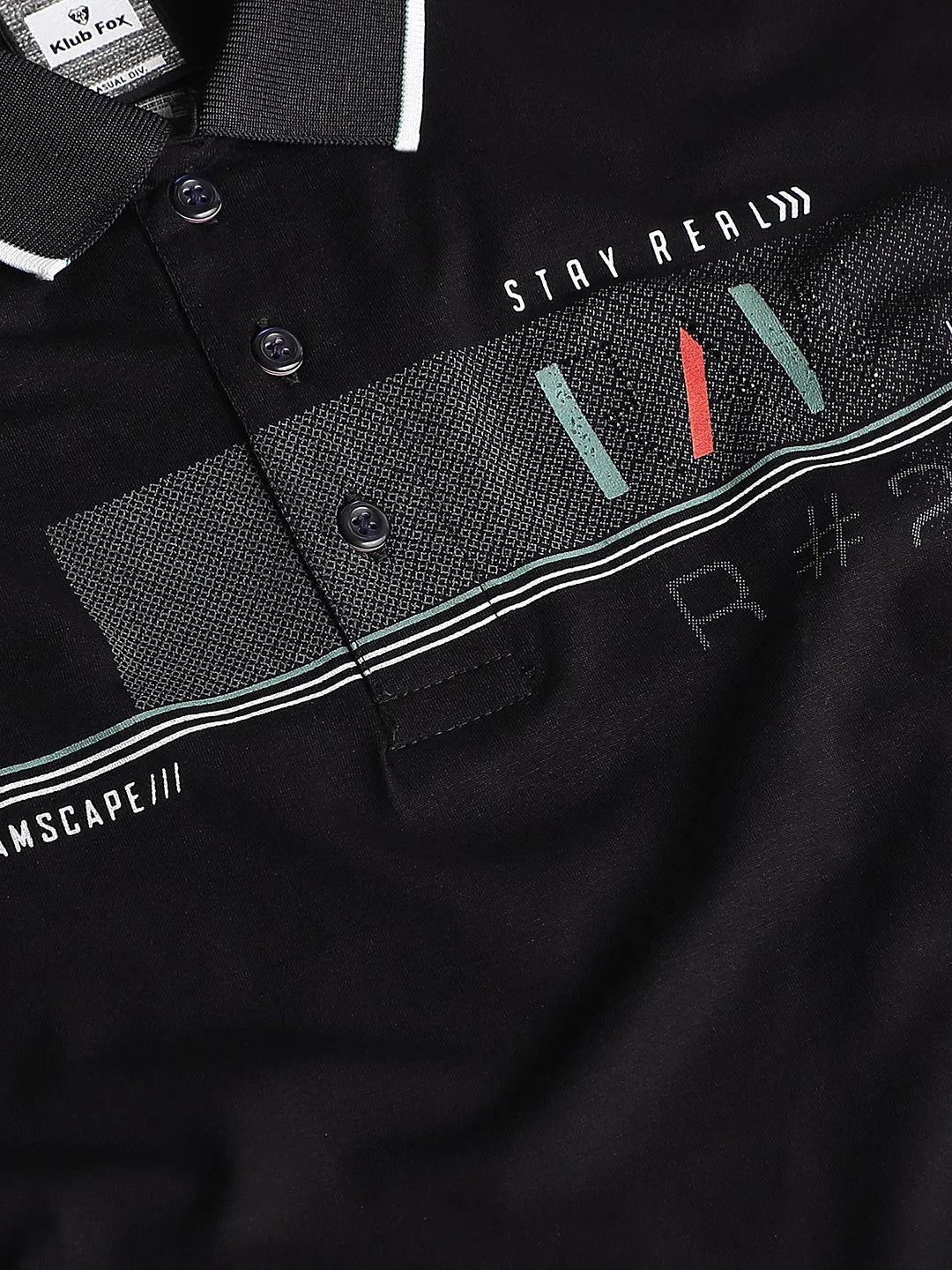 Black Printed Polo T-Shirt