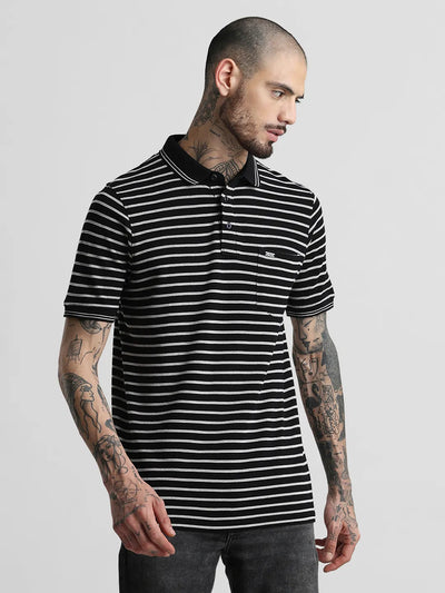 Black Striped Polo T-Shirt