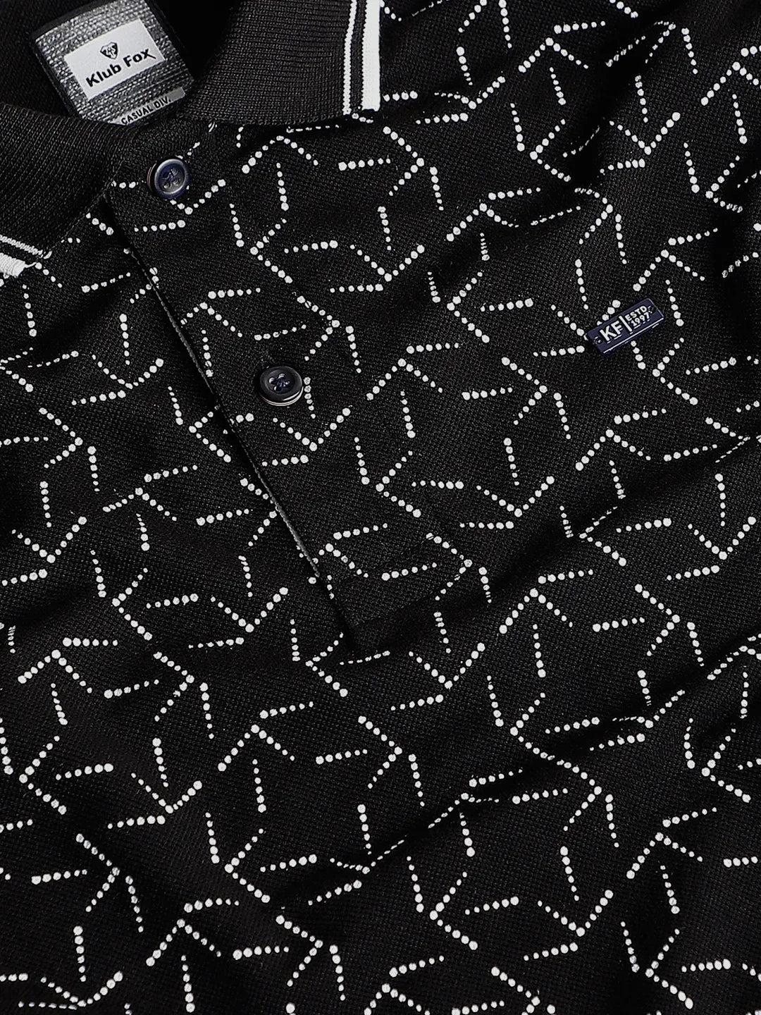 Black Printed Polo T-Shirt