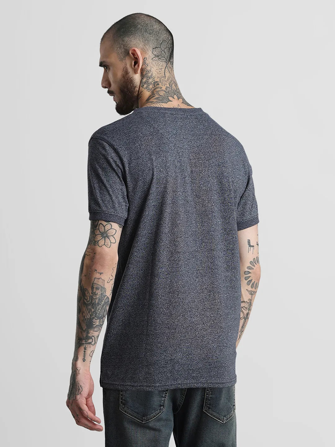 Grey Henley Polo T-Shirt