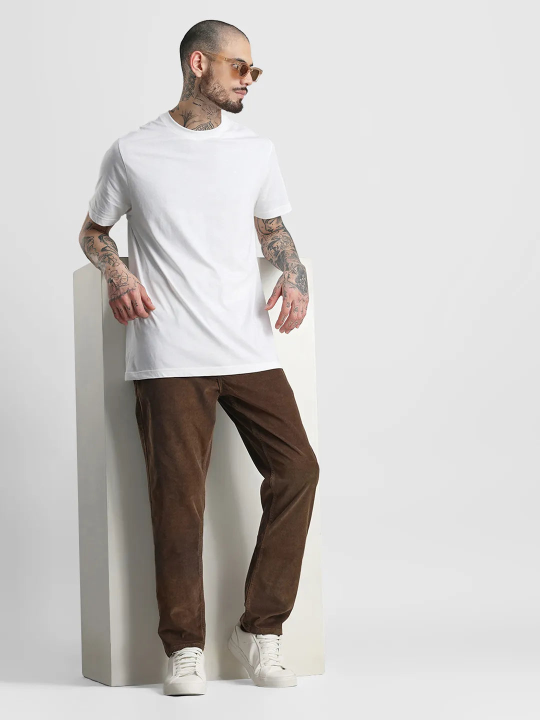 Brown Narrow Fit Corduroy Trouser