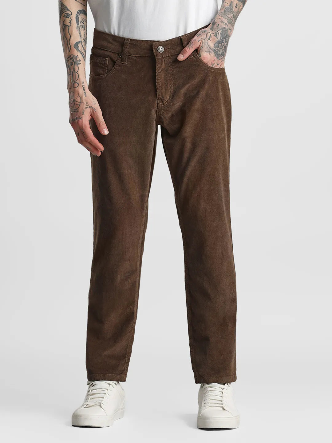 Brown Narrow Fit Corduroy Trouser
