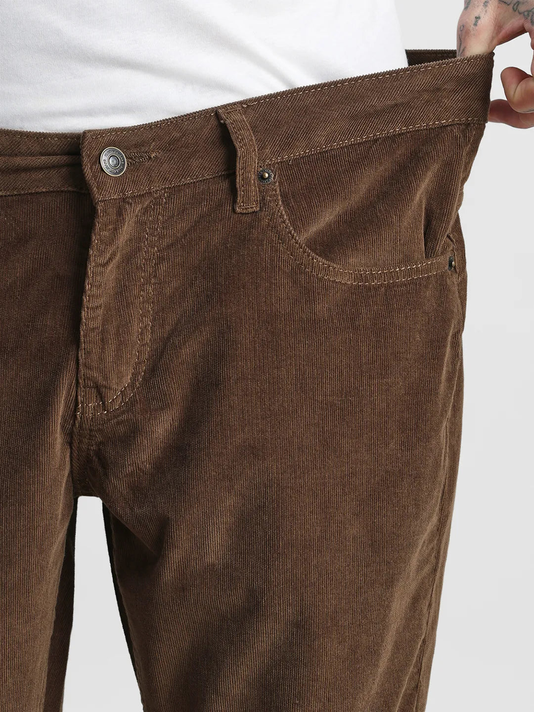 Brown Narrow Fit Corduroy Trouser