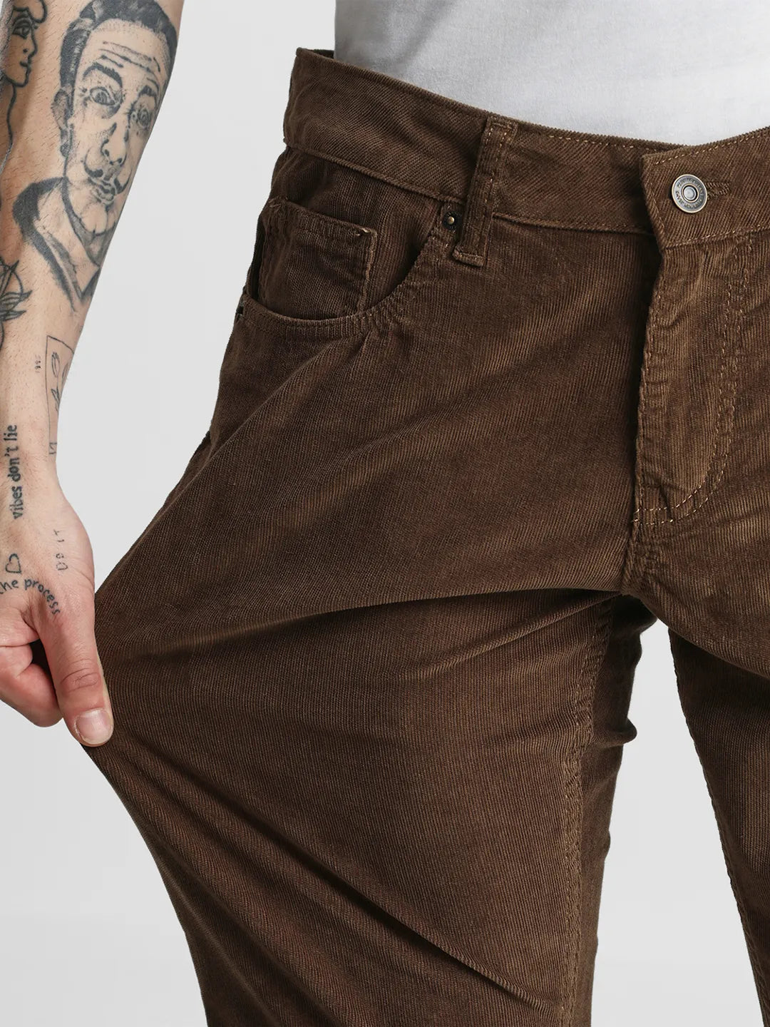 Brown Narrow Fit Corduroy Trouser