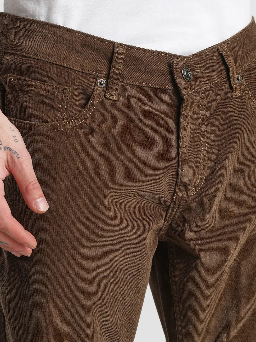 Brown Narrow Fit Corduroy Trouser