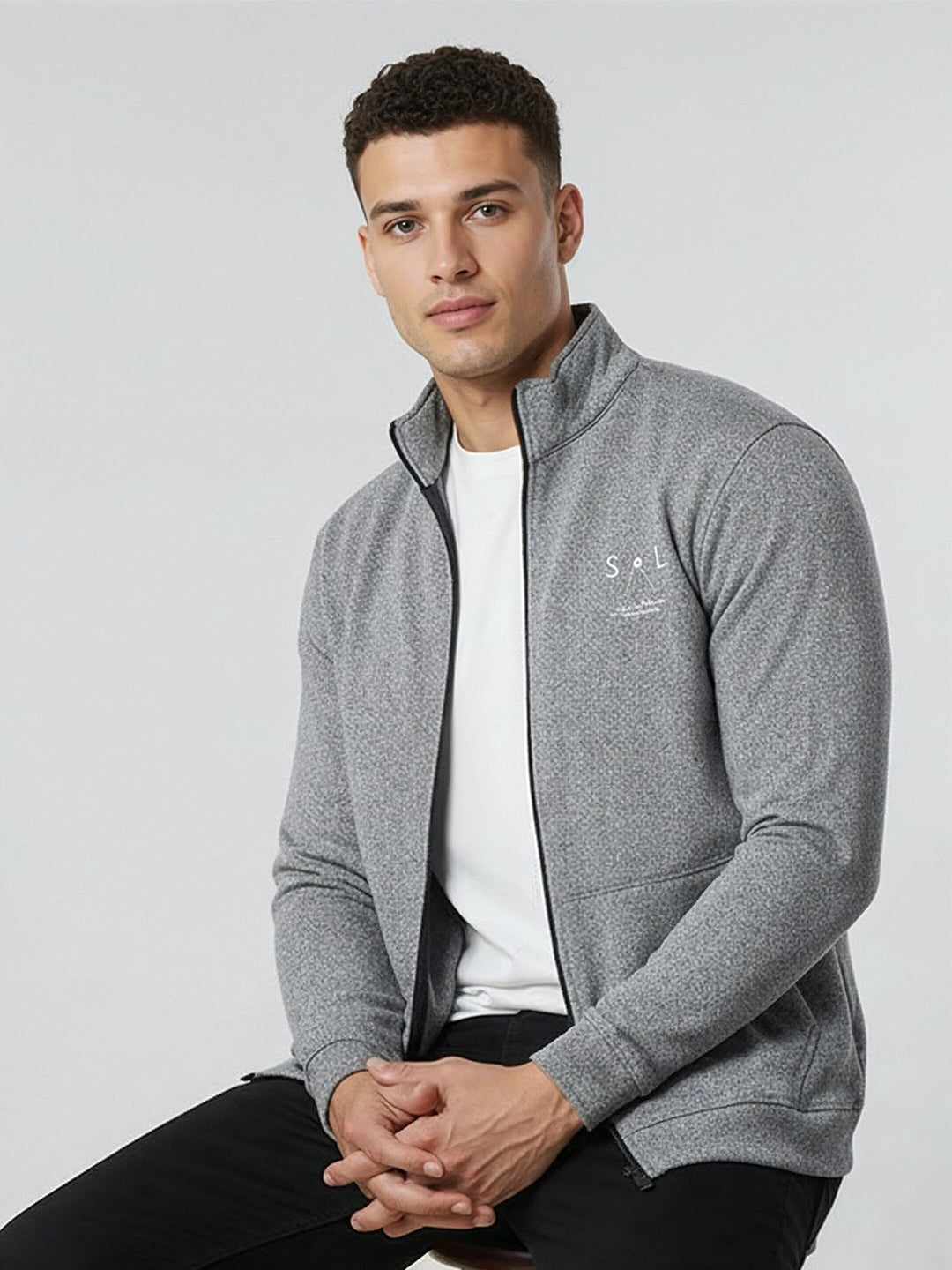 Black Grindle Solid Sweatshirt