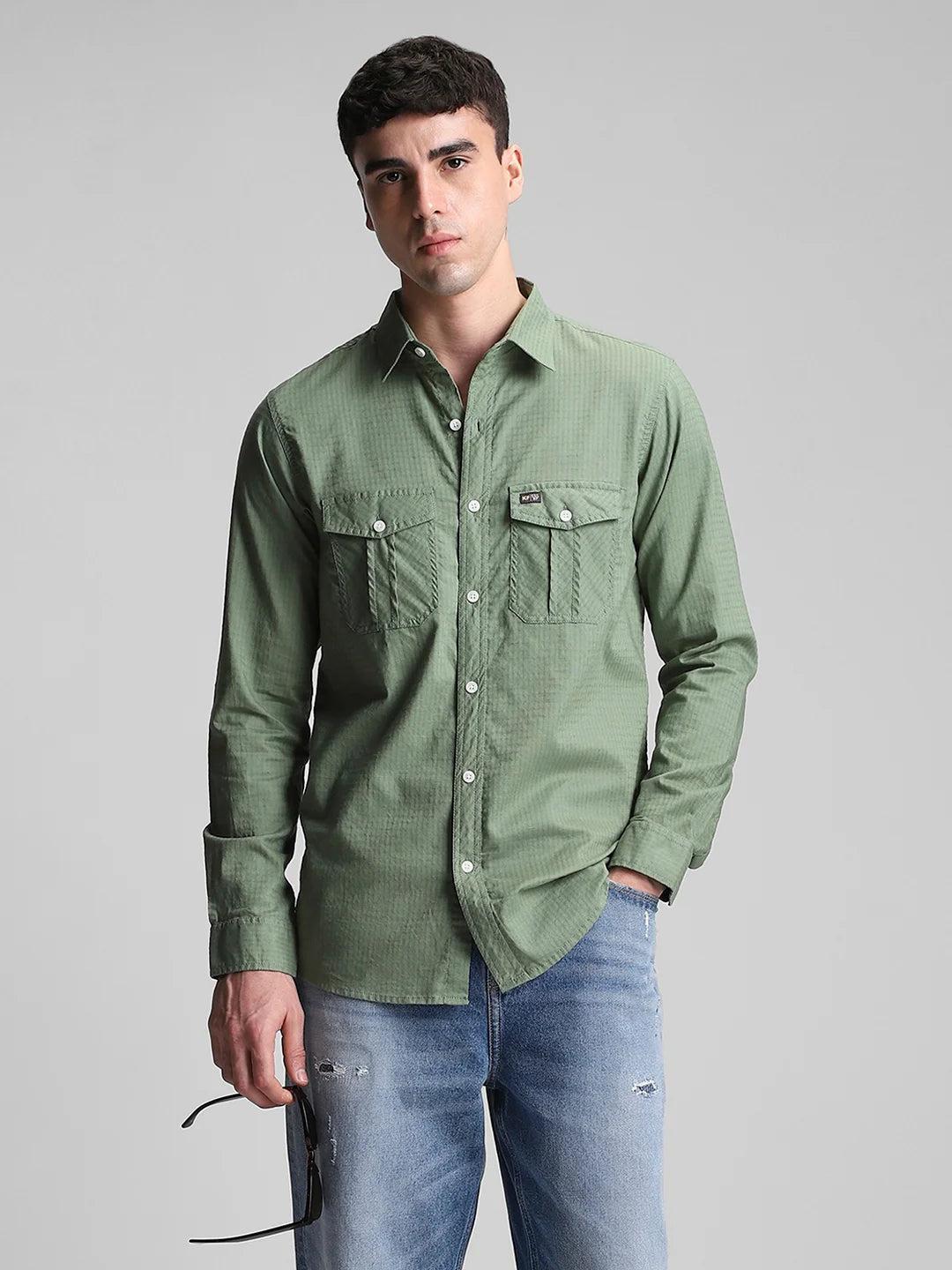 Green Solid Shirt