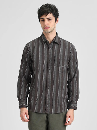 Dark Olive Striped Shirt