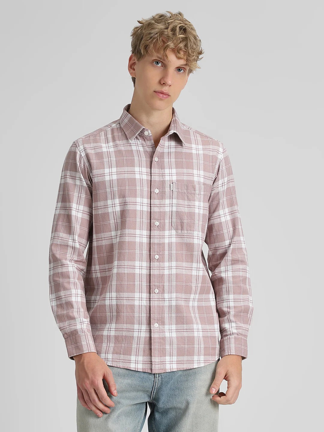 Dusty Pink Checks Shirt