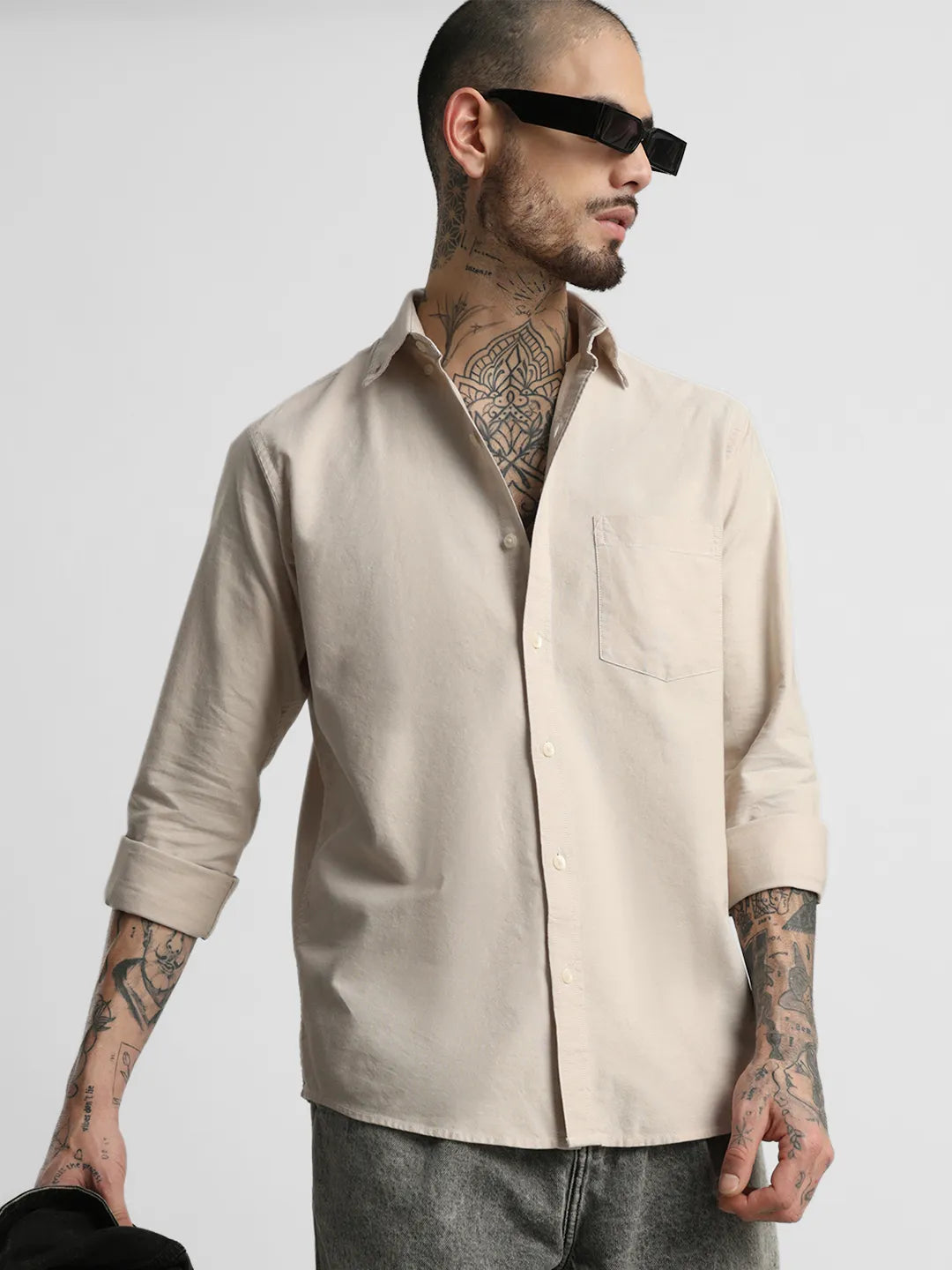 Cream Plain Shirt