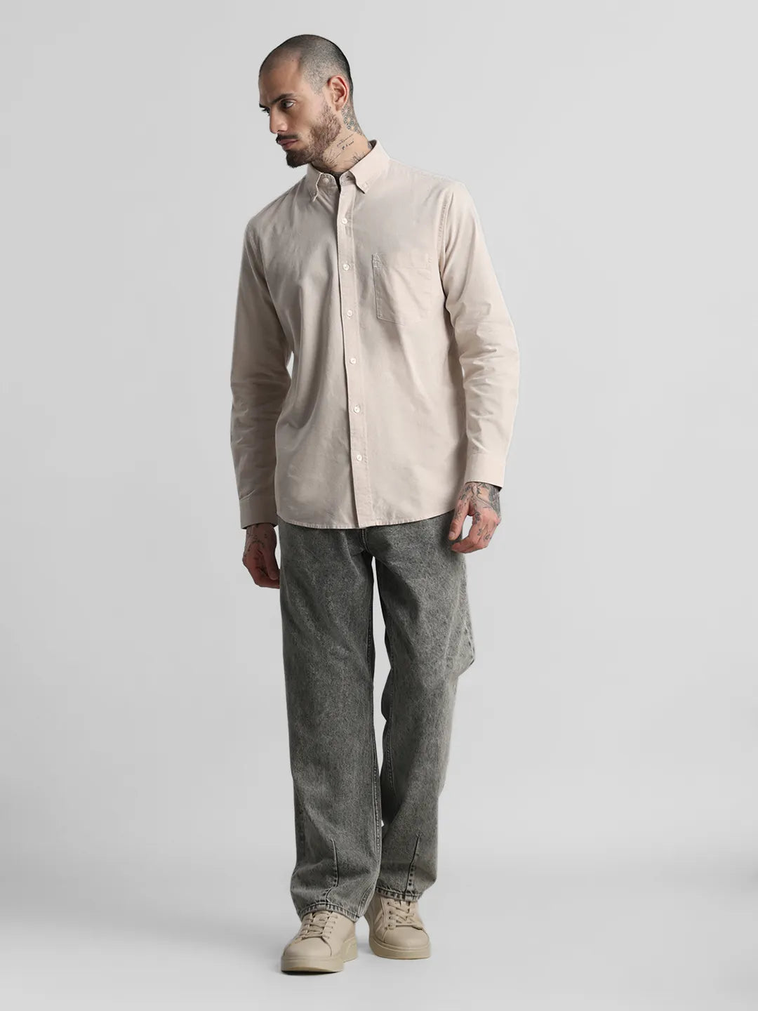 Cream Plain Shirt