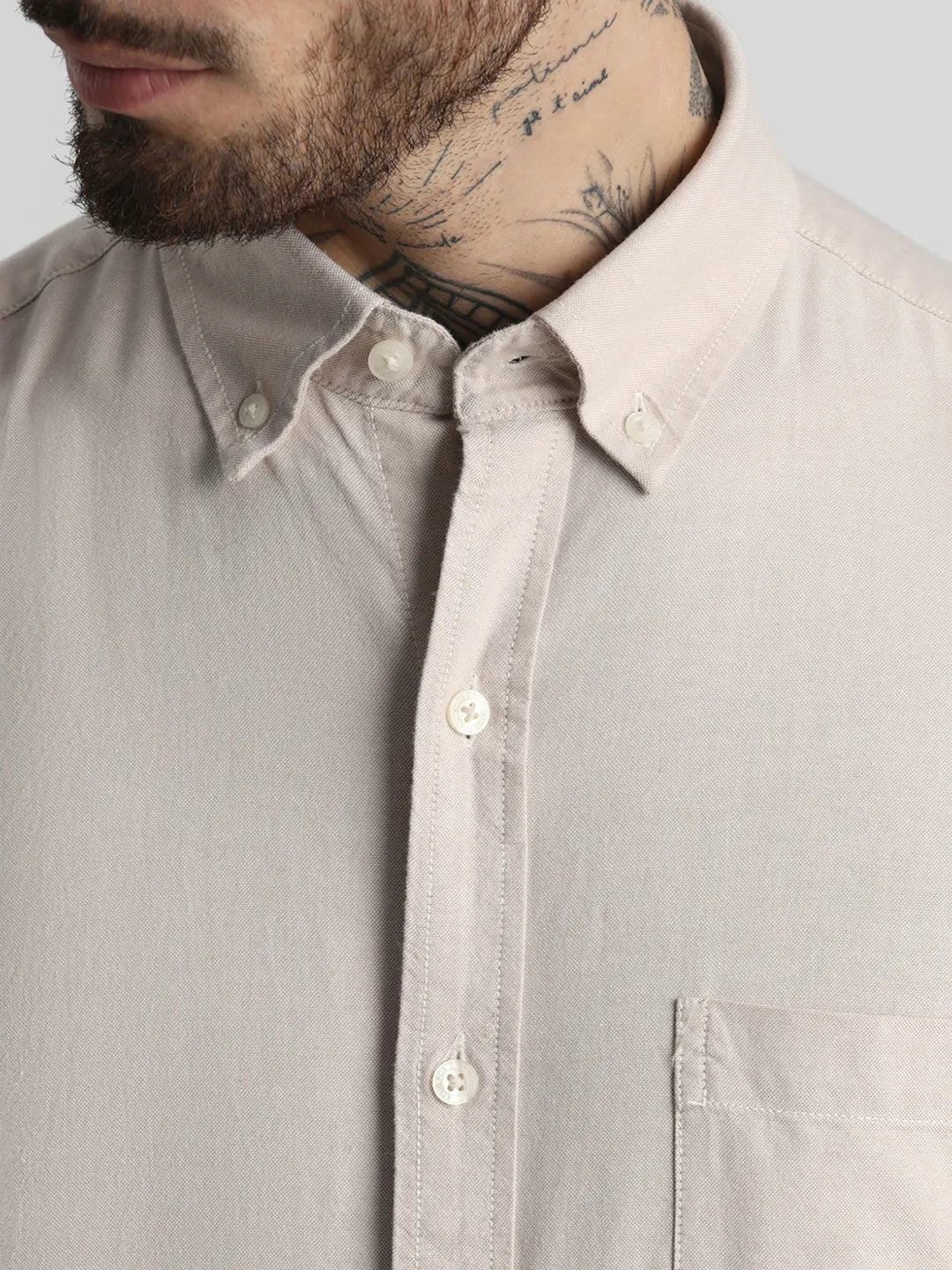 Cream Plain Shirt