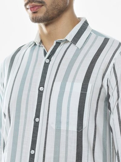 Teal Blue Striped Shirt