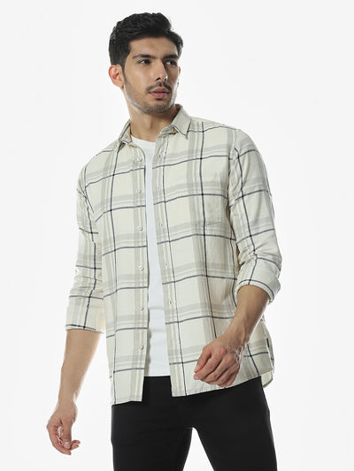 Off-White Checked Slim Fit Shirt