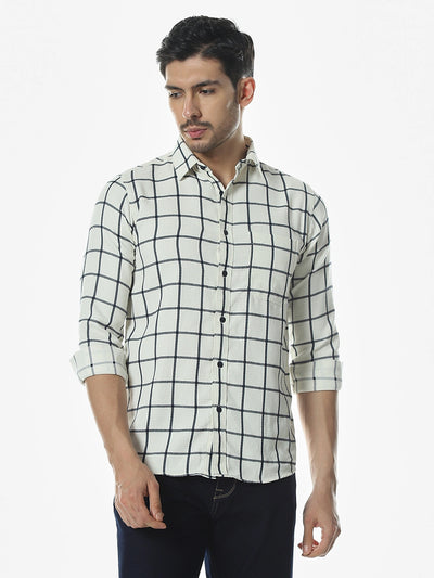 White Checked Slim Fit Shirt