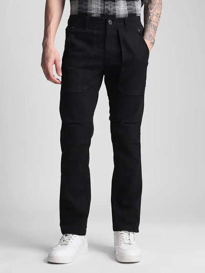 6 Pocket Black Twill Cargo Pant