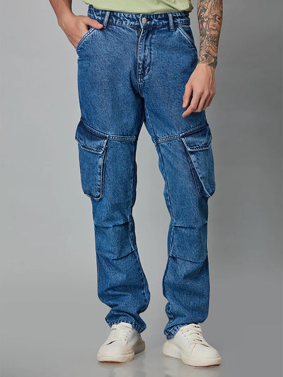 6 Pocket Alpha Crew Indigo Blue Denim Cargo