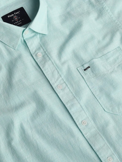 Turquoise Textured Plain Shirt