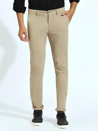 Beige Tapered Narrow Fit Chino Pants
