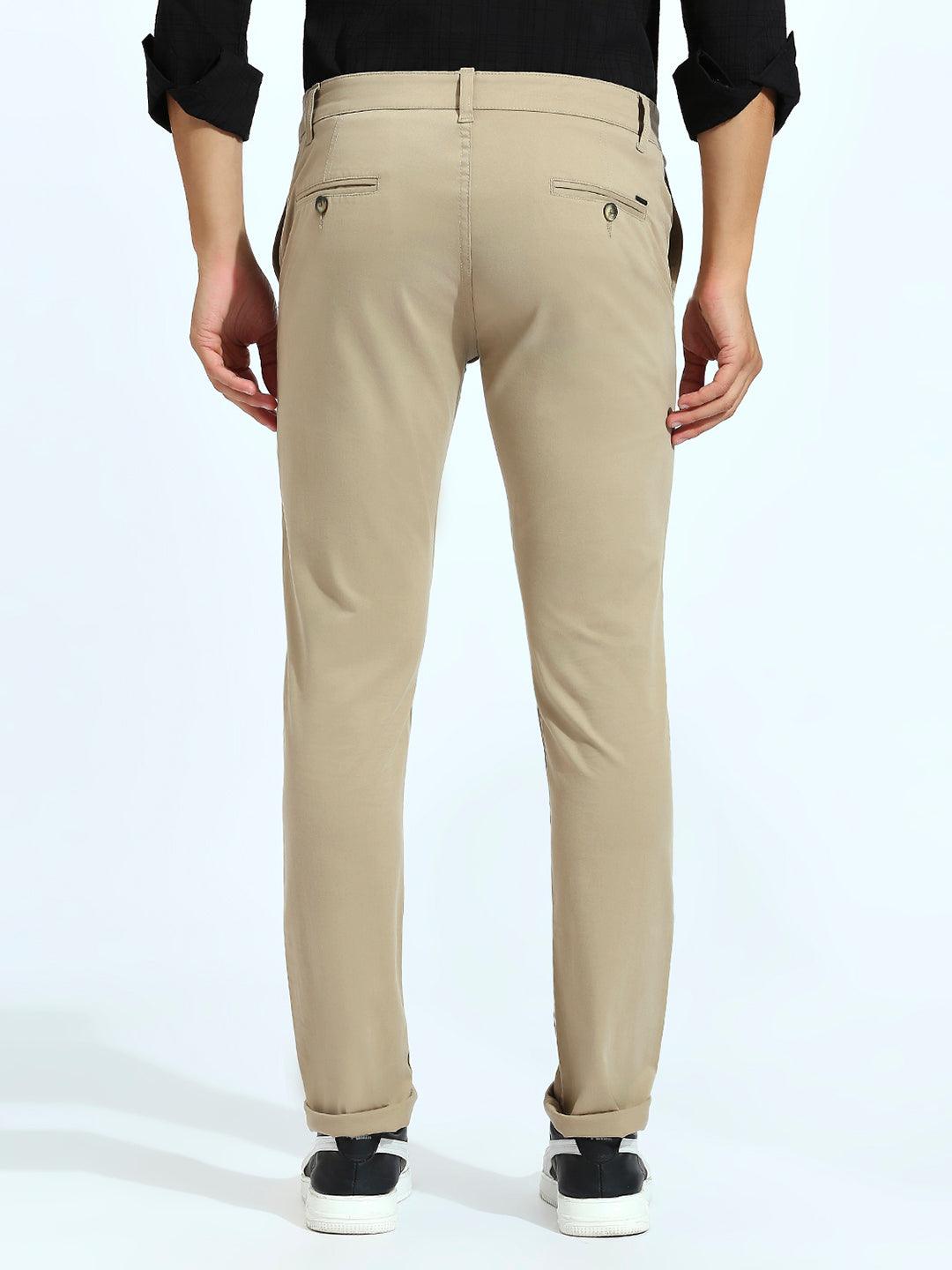 Beige Tapered Narrow Fit Chino Pants