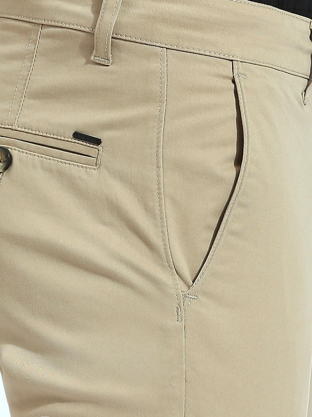Beige Tapered Narrow Fit Chino Pants