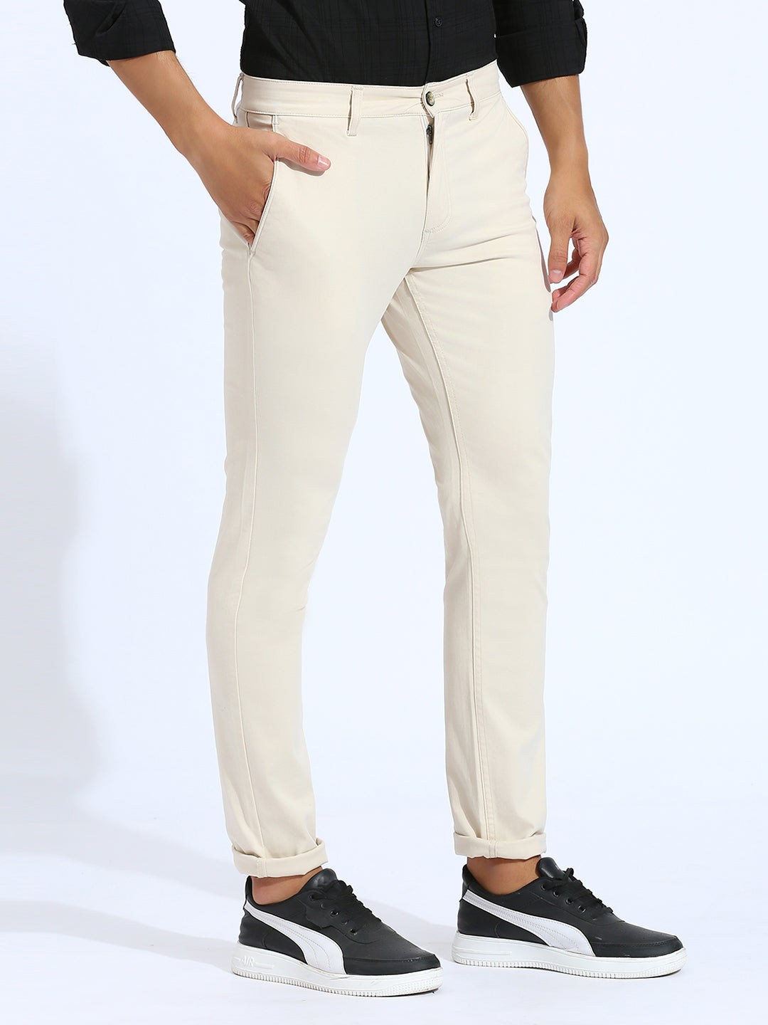 Cream Tapered Narrow Fit Trouser